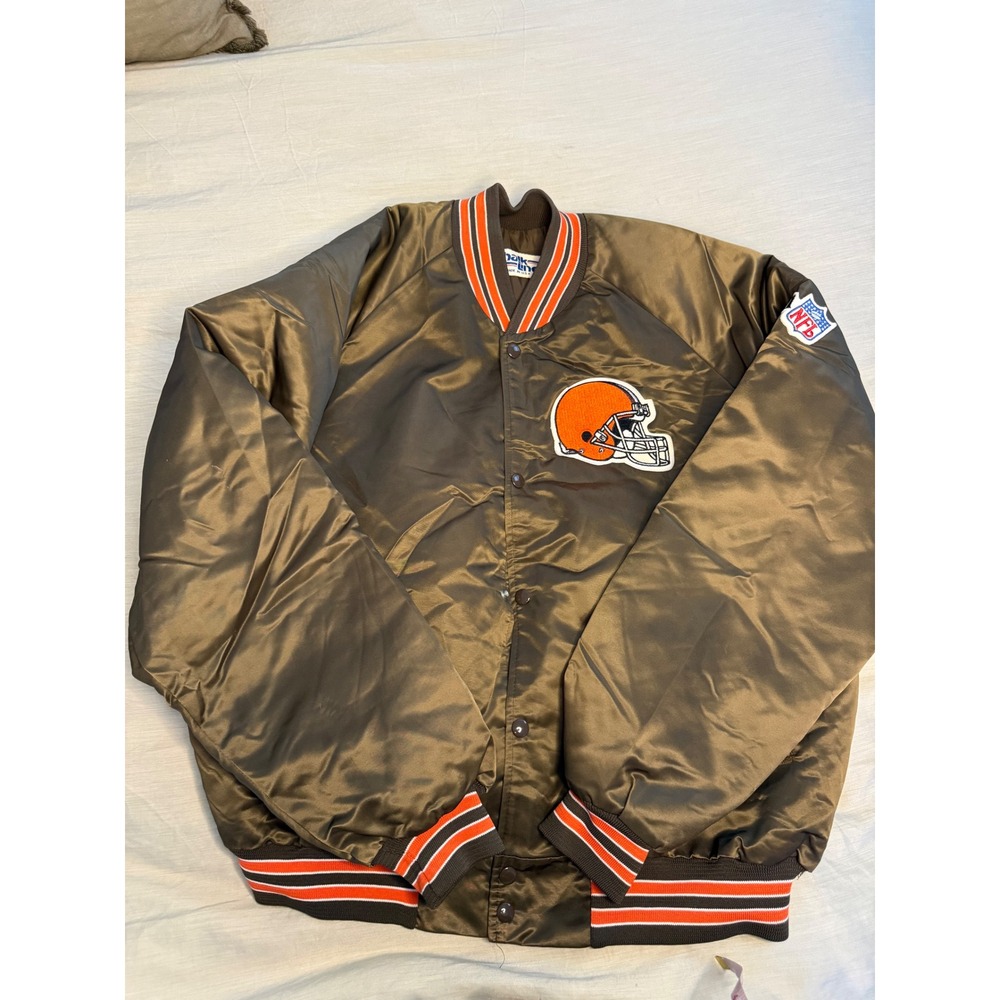 Vintage 1990 Chalk Line Cleveland Browns Satin Bomber Jacket XL Team NFL USA